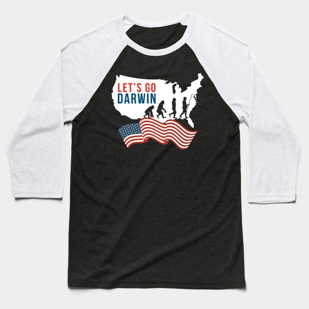 Let's Go Darwin Natural Selection Baseball T-Shirt by stuffbyjlim